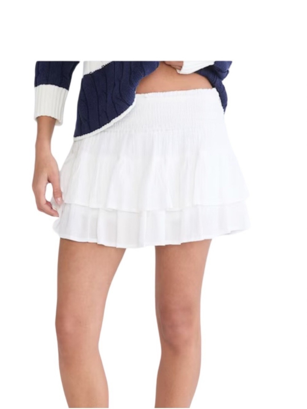 Aeropostale Mid-Rise Tiered Ruffle Skort White NWT Size XS